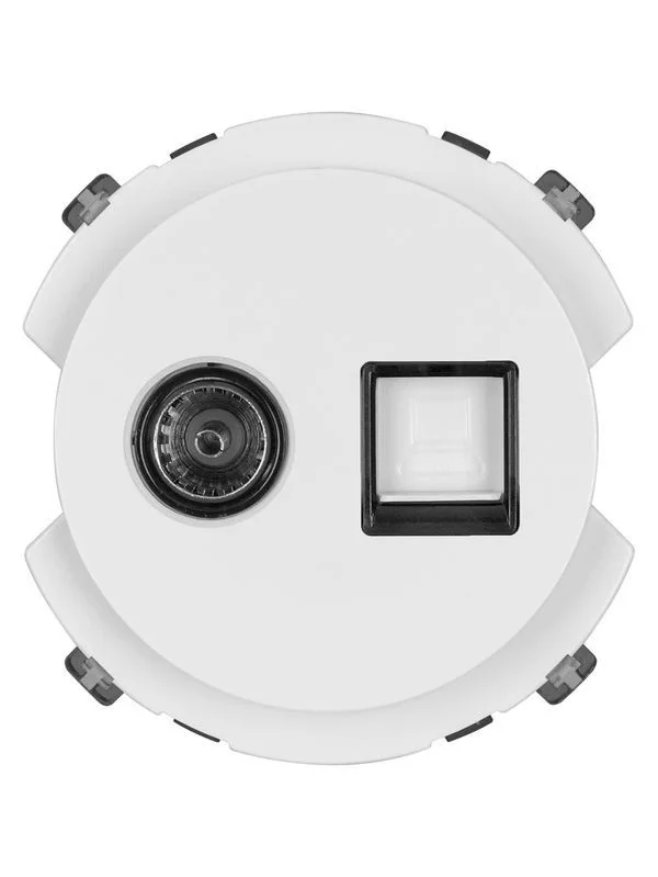 Розетка компьютерная RJ45 + TV розетка оконечная белая, «Байкал» TDM