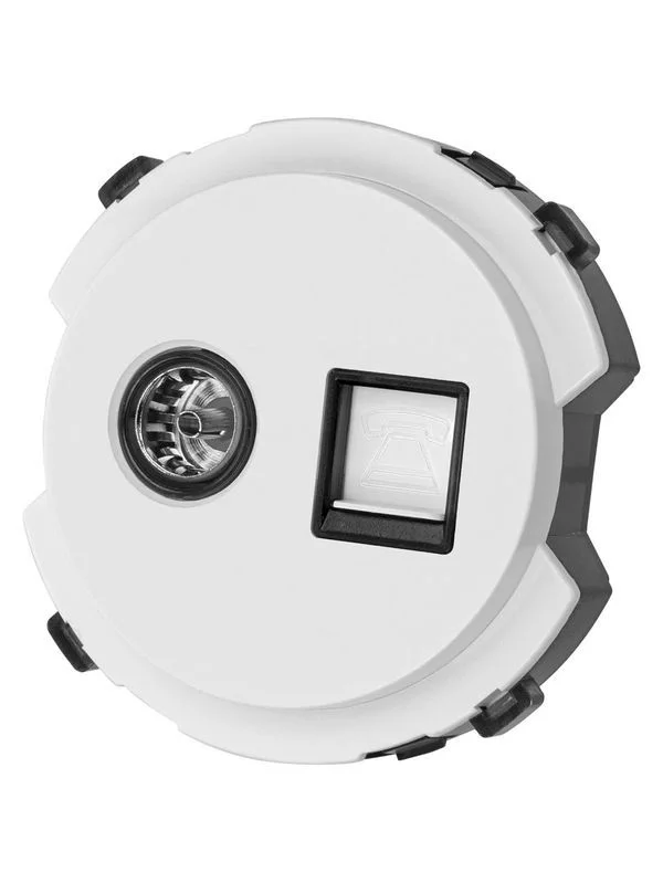 Розетка телефонная RJ11 + TV розетка оконечная белая, «Байкал» TDM — изображение 2