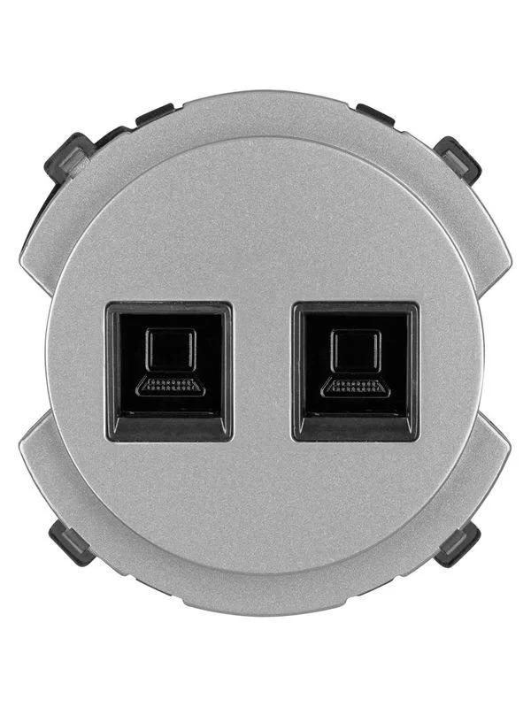 Розетка компьютерная двойная RJ45 платина, «Байкал» TDM — изображение 4