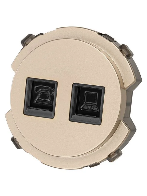 Розетка телефонная RJ11 + компьютерная RJ45 шампань, «Байкал» TDM — изображение 5