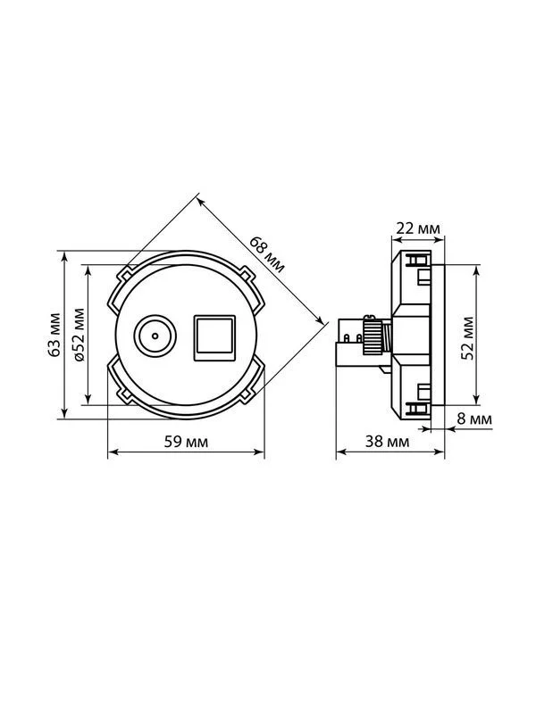 Розетка телефонная RJ11 + TV розетка оконечная платина, «Байкал» TDM