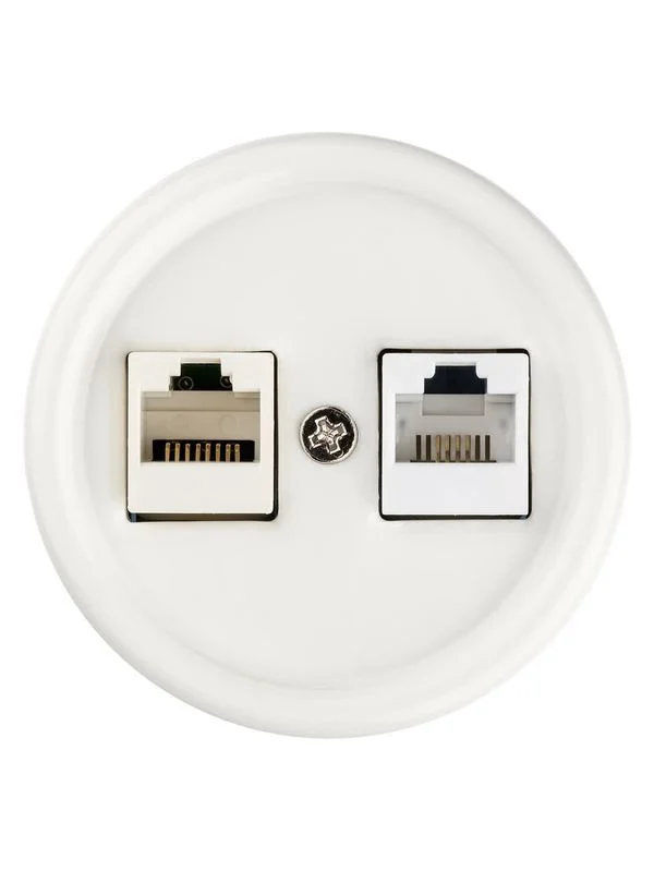 Розетка телефонная RJ11 + компьютерная RJ45 белая «Болонь» TDM — изображение 7