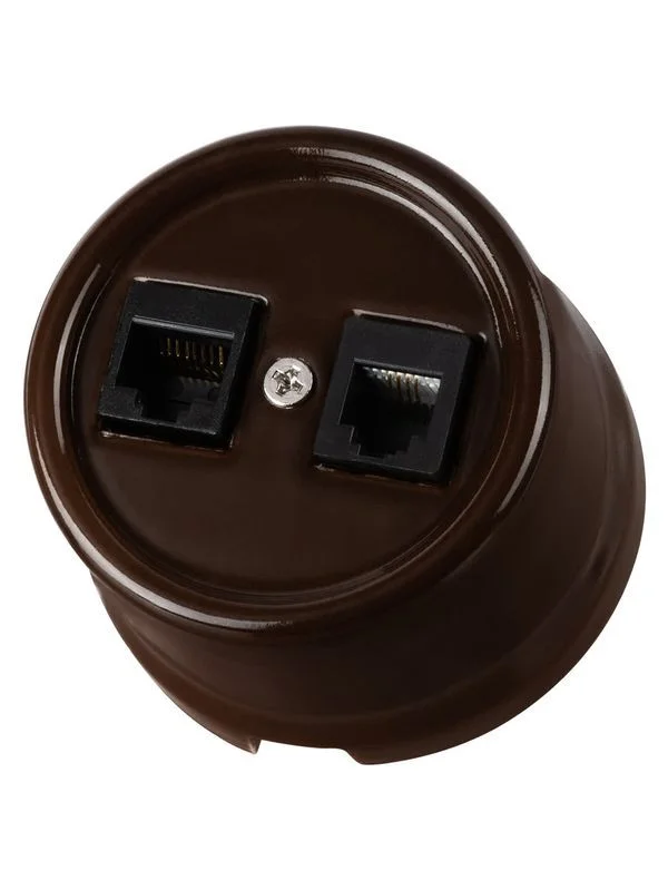 Розетка телефонная RJ11 + компьютерная RJ45 коричневая «Болонь» TDM — изображение 4