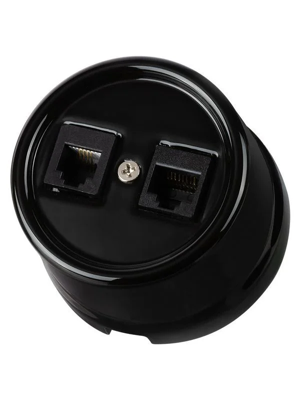 Розетка телефонная RJ11 + компьютерная RJ45 черная «Болонь» TDM — изображение 4