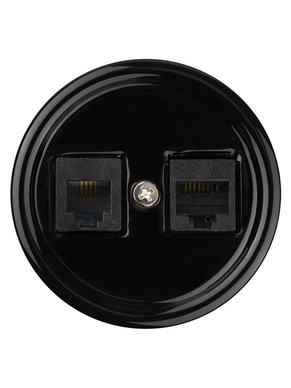 Розетка телефонная RJ11 + компьютерная RJ45 черная «Болонь» TDM — изображение 3