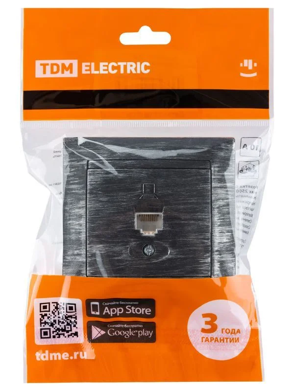 Розетка компьютерная RJ45 старинное серебро «Лама» TDM — изображение 3