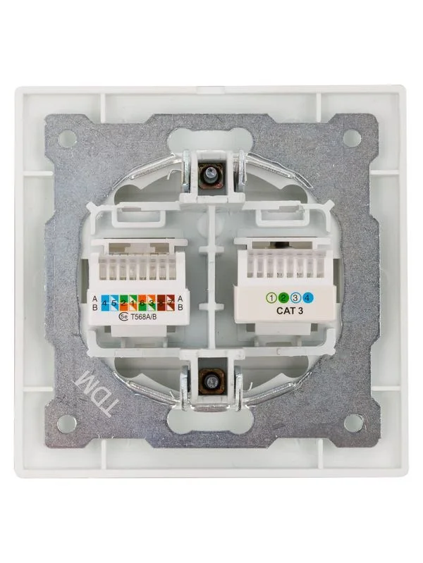 Розетка телефонная RJ11 + компьютерная RJ45 перламутр «Лама» TDM — изображение 3
