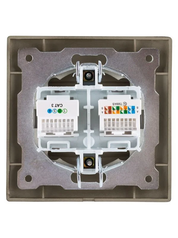 Розетка телефонная RJ11 + компьютерная RJ45 бронза «Лама» TDM