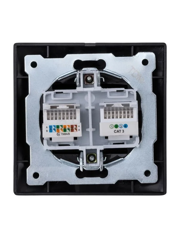 Розетка телефонная RJ11 + компьютерная RJ45 графит «Лама» TDM — изображение 3