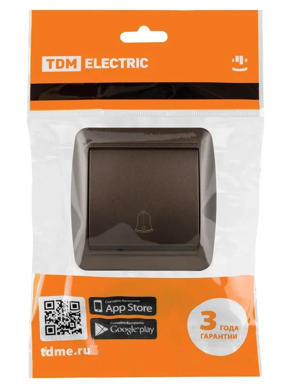 Кнопка звонковая открытой установки IP44 6А шоколад «Селигер» TDM — изображение 4