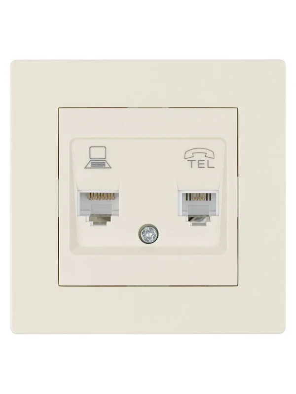 Розетка телефонная RJ11 + компьютерная RJ45 сл. кость «Сенеж» TDM
