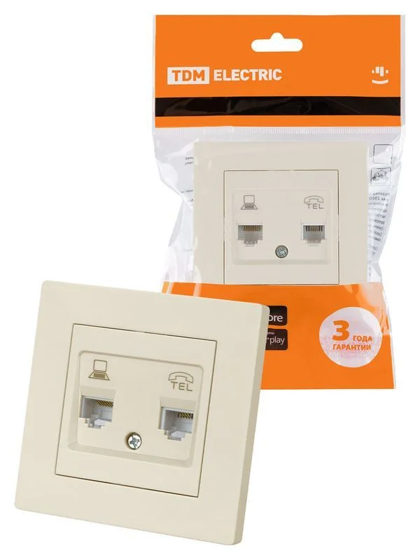 Розетка телефонная RJ11 + компьютерная RJ45 сл. кость «Сенеж» TDM — изображение 6