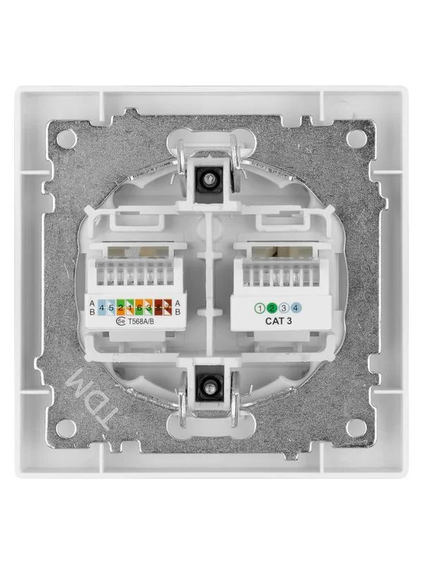 Розетка телефонная RJ11 + компьютерная RJ45 белая «Сенеж» TDM — изображение 4