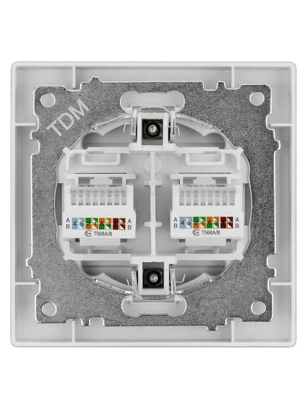 Розетка компьютерная двойная RJ45 серебр. металлик «Сенеж» TDM — изображение 6