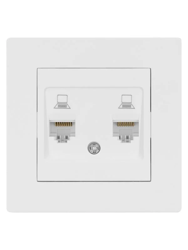 Розетка компьютерная двойная RJ45 белая «Сенеж» TDM — изображение 4
