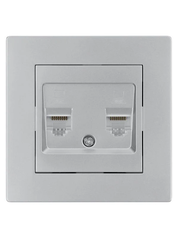 Розетка компьютерная двойная RJ45 серебр. металлик «Сенеж» TDM — изображение 4