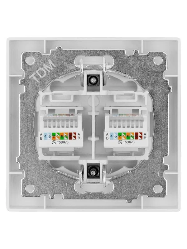 Розетка компьютерная двойная RJ45 белая «Сенеж» TDM — изображение 6
