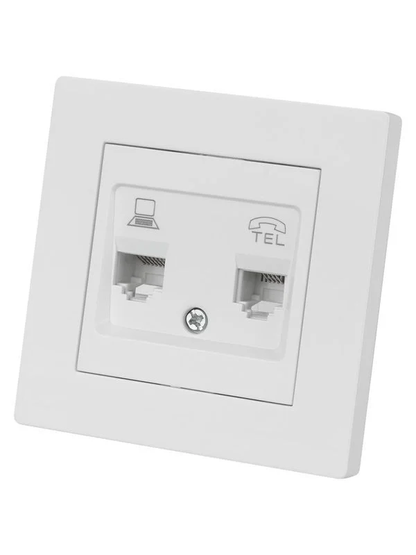 Розетка телефонная RJ11 + компьютерная RJ45 белая «Сенеж» TDM — изображение 5
