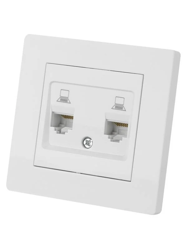 Розетка компьютерная двойная RJ45 белая «Сенеж» TDM — изображение 2