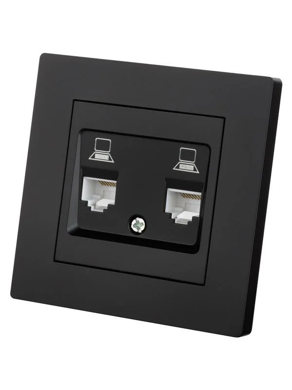 Розетка компьютерная двойная RJ45 черная «Сенеж» TDM — изображение 3