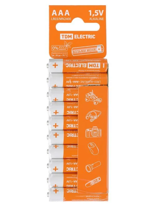 Элемент питания LR03 AAA Alkaline 1,5V SC-10 TDM — изображение 3