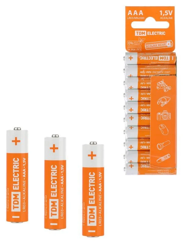 Элемент питания LR03 AAA Alkaline 1,5V SC-10 TDM — изображение 2