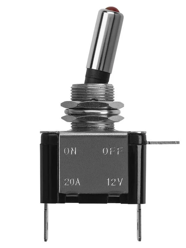 Выключатель-тумблер ASW-07D 1P 12В AC/DC 25А (3c) ON-OFF с фиксацией с красной LED подсветкой TDM — изображение 3