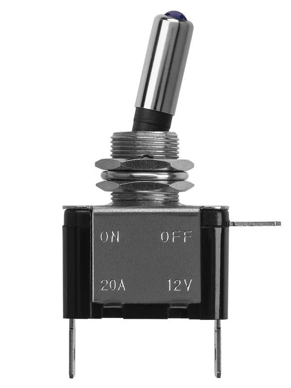 Выключатель-тумблер ASW-07D 1P 12В AC/DC 25А (3c) ON-OFF с фиксацией с синей LED подсветкой TDM — изображение 7