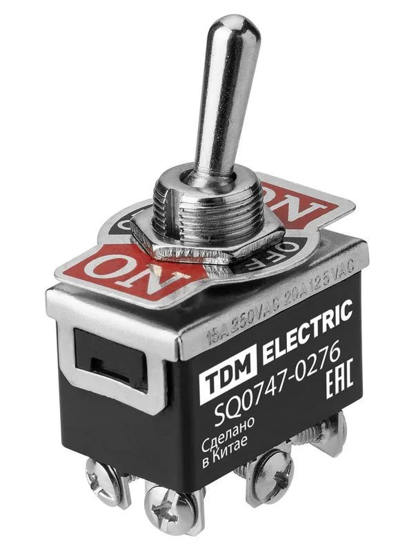 Переключатель-тумблер KN3C-223AAH 2P 250В AC/DC 15А (6c) ON-OFF-ON без фиксации TDM — изображение 4