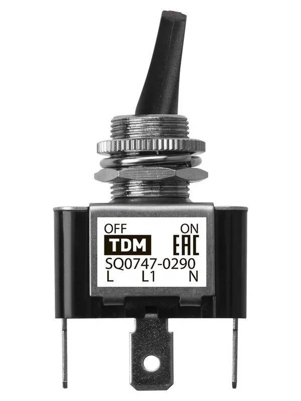 Выключатель-тумблер ASW-07D-2 1P 12В AC/DC 30А (3c) ON-OFF с фиксацией с красной LED подсветкой TDM — изображение 4