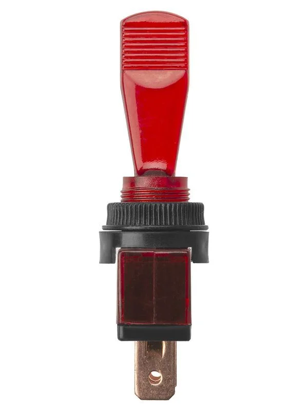 Выключатель-тумблер ASW-13D 1P 12В AC/DC 20А (3c) ON-OFF с фиксацией с красной LED подсветкой TDM — изображение 4