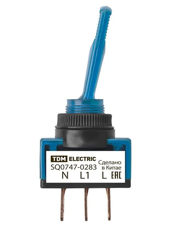 Выключатель-тумблер ASW-13D 1P 12В AC/DC 20А (3c) ON-OFF с фиксацией с синей LED подсветкой TDM — изображение 2