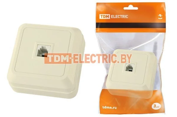 Розетка TФ (RJ-11) открытой установки IP20, сл. кость «Ладога» TDM SQ1801-0023