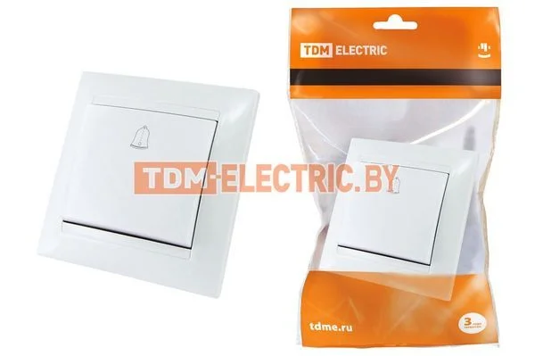 Кнопка звонковая 6А белая «Лама» TDM SQ1815-0008