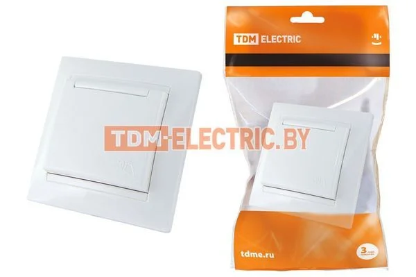 Розетка 2П+З 16А 250В IP44 с защ. шт. с крышкой белая «Лама» TDM SQ1815-0014