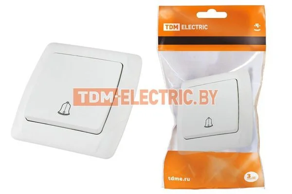 Кнопка звонковая 6А белая «Онега» TDM SQ1805-0007