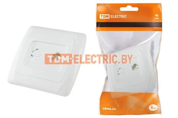 Розетка компьютерная RJ45 белая «Онега» TDM SQ1805-0022