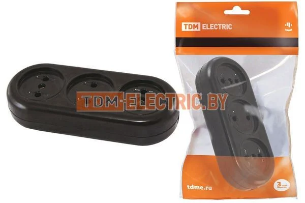 Розеточная колодка 3 гнезда 2П 16А макс. «Ретро» 250B (карболит) TDM SQ1806-0104