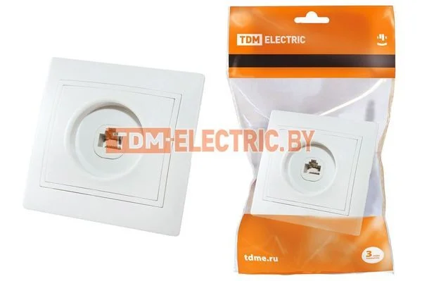 Розетка компьютерная RJ45 белая «Таймыр» TDM SQ1814-0021