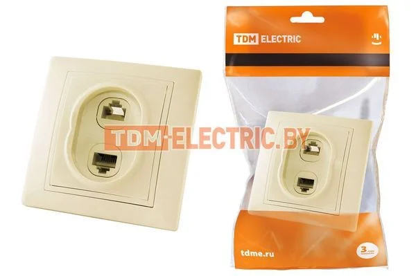 Розетка телефонная RJ11 + компьютерная RJ45 сл. кость «Таймыр» TDM SQ1814-0123