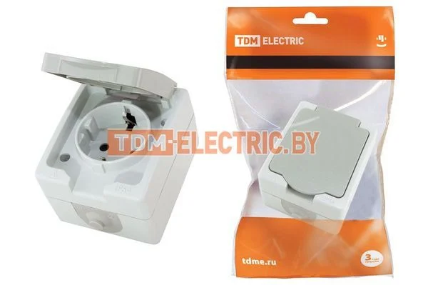 Розетка 2П+З открытой установки IP54 16А «Вуокса» TDM SQ1803-0007
