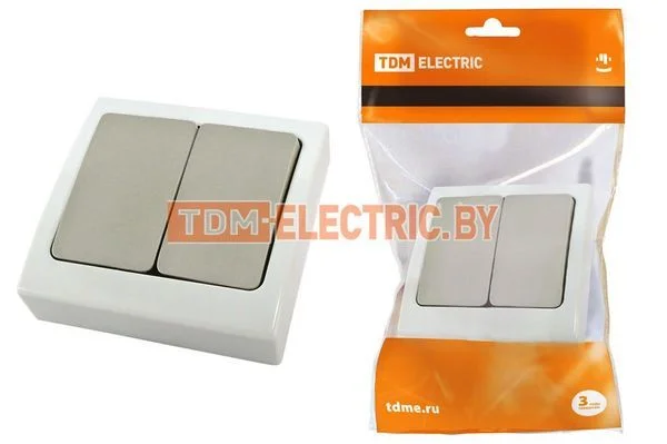 Выключатель 2-кл. скрытой установки IP54 10А «Вуокса» TDM SQ1803-0102