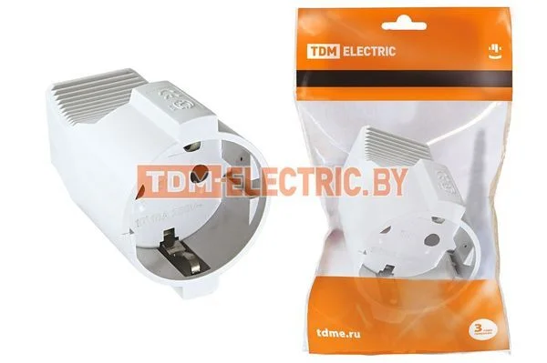 Кабельная розетка 2П+З с з/ш 16А 250B белая TDM SQ1806-0031
