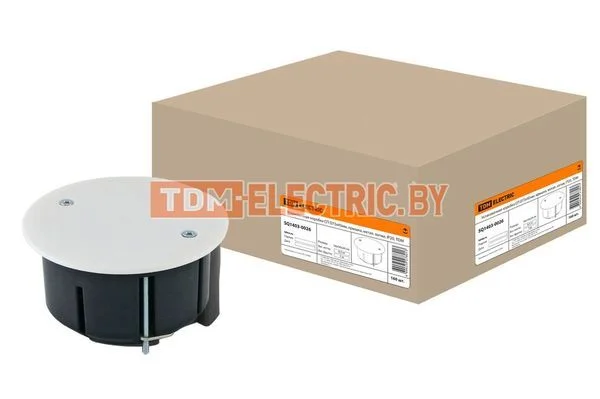 Установочная коробка СП D73х45мм, крышка, метал. лапки, IP20, TDM SQ1403-0026