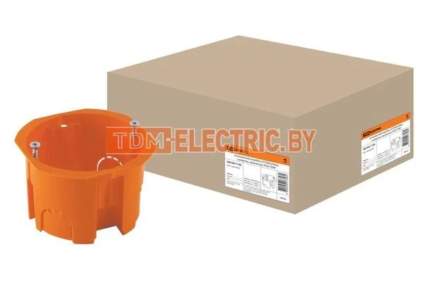 Установочная коробка СП D65х45мм, саморезы, оранжевая, IP20, TDM SQ1402-1126