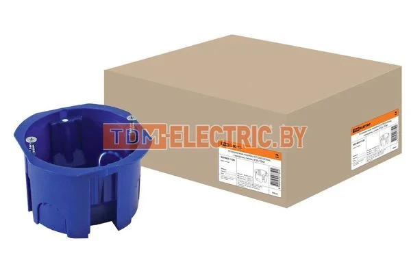 Установочная коробка СП D65х45мм, саморезы, синяя, IP20, TDM SQ1402-1128