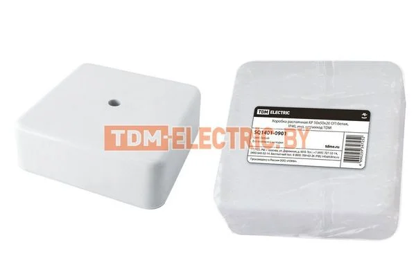 Коробка распаячная КР 50х50х20 ОП белая, IP40, инд. штрихкод TDM SQ1401-0901