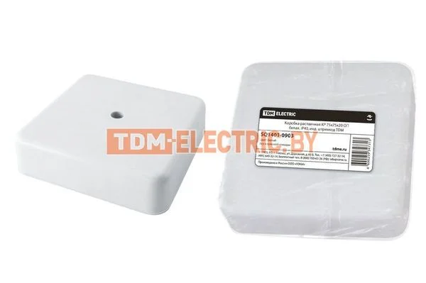 Коробка распаячная КР 75х75х20 ОП белая, IP40, инд. штрихкод TDM SQ1401-0903