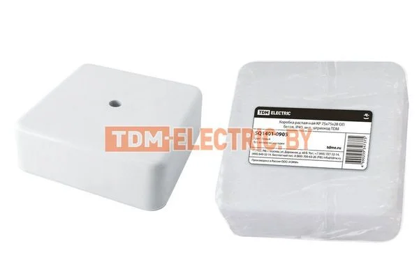 Коробка распаячная КР 75х75х28 ОП белая, IP40, инд. штрихкод TDM SQ1401-0905