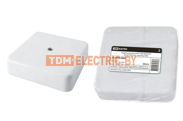 Коробка распаячная КР 100х100х29 ОП белая, IP40, инд. штрихкод TDM SQ1401-0907